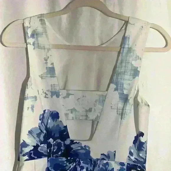 Mauve Anthropologie Sleeveless Blue Floral Dress Size 4 - Picture 6 of 9